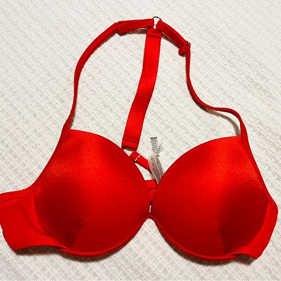 VICTORIA'S SECRET Shine Back Strap Full Coverage Push-Up Bikini Top Swim 36C RED - Picture 4 of 11